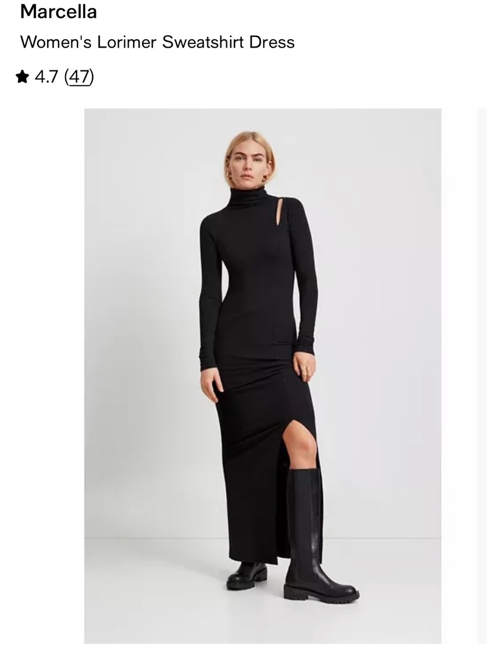 Marcella Lorimer NWOT Black Maxi Dress with Asymmetric Slit and Cutout